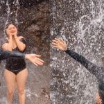 Pooja Bhatt And Her Bigg Boss OTT 2 Friend Bebika Dhurve Twin in Black Bathing Suits While Enjoying Their Waterfall Vacation - Watch