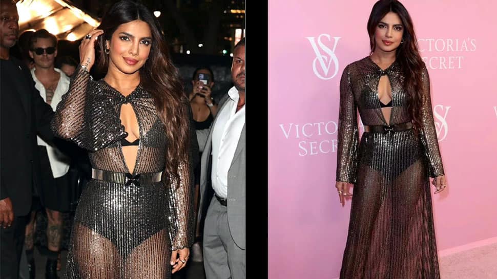 Priyanka Chopra Makes Sexy Appearance In Sheer Black, Flaunts Her Bikini Blouse And Bottoms Over A Shimmering See-Through Dress - Watch